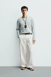 PANTALON CHINO DENIM BARREL FIT À PLIS