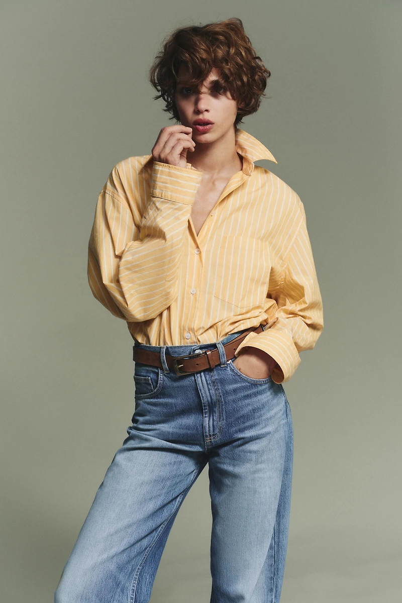 STRIPED OVERSIZED POPLIN SHIRT