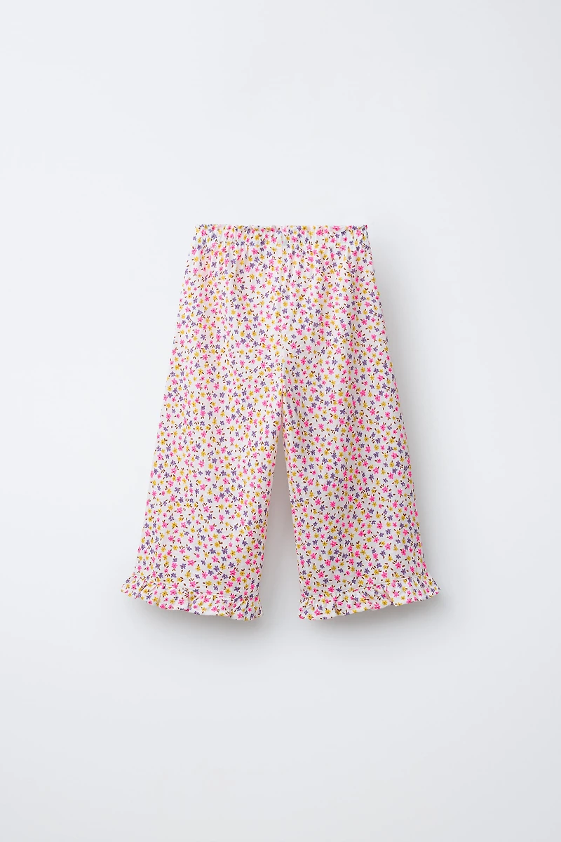TEXTURED FLORAL PANTS