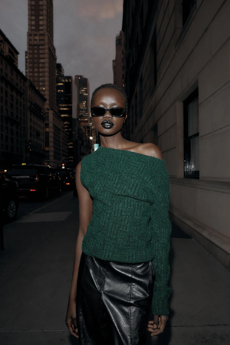 ASYMMETRIC TEXTURED KNIT JUMPER