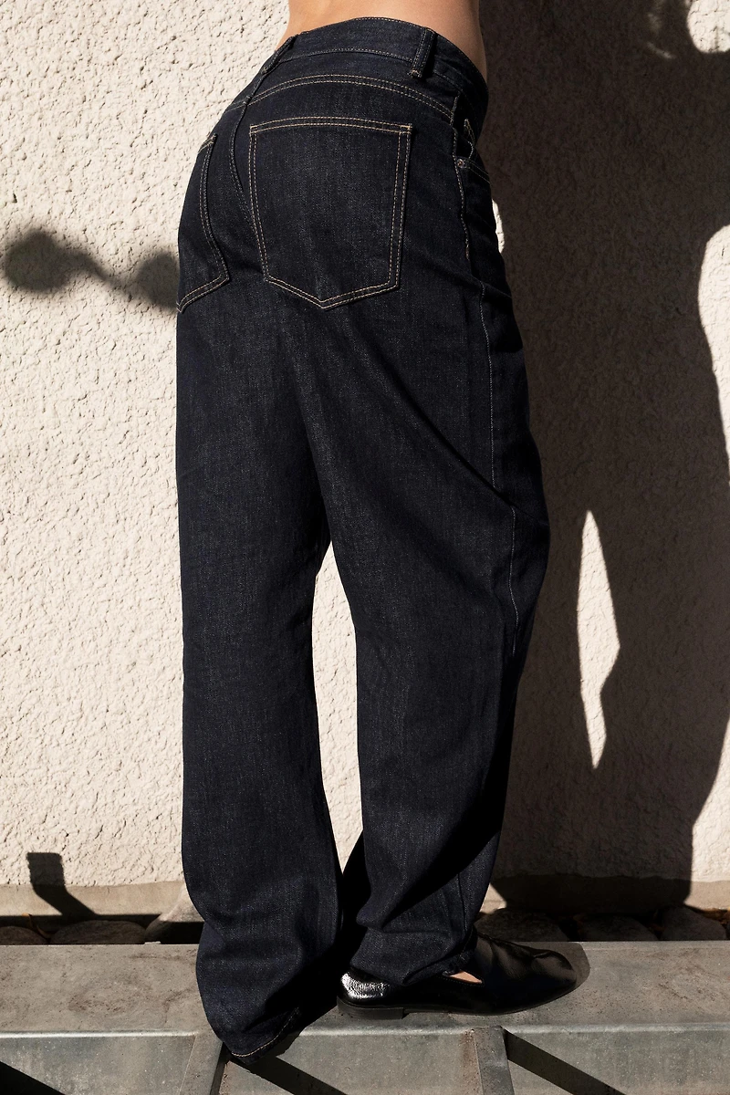 HIGH-WAIST BARREL TRF JEANS