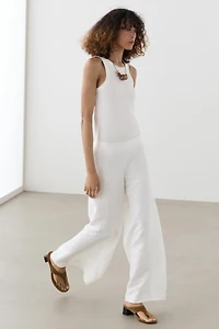 Linen blend palazzo trousers