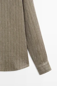100% linen regular fit striped shirt