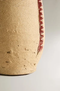 DECORATIVE TERRACOTTA VASE WITH HANDLES