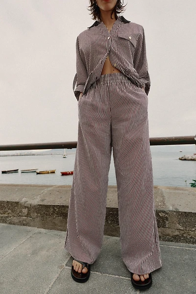 STRIPED WIDE LEG PANTS