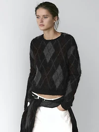 Argyle knit wool and alpaca sweater
