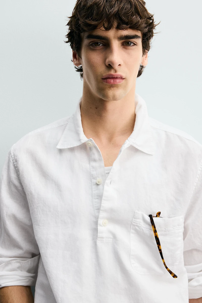 LINEN COTTON BLEND POLO SHIRT