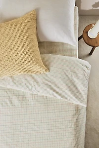KIDS' CHECKED COTTON DUVET COVER