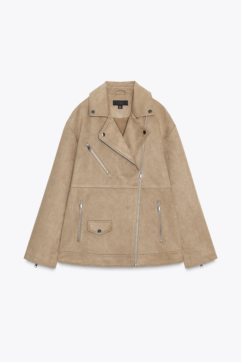 FAUX SUEDE BIKER JACKET