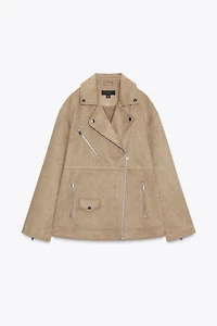 FAUX SUEDE BIKER JACKET
