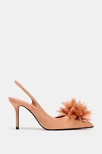 FLORAL SUEDE SLINGBACK HEELS