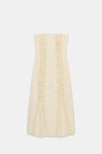 MIDI DRESS WITH EMBOSSED RUFFLES