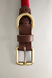 LEATHER AND ROPE DOG NECKLACE
