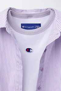 PACK CHEMISE POPELINE RAYÉE AVEC DÉBARDEUR EN MAILLE CHAMPION ® X ZARA