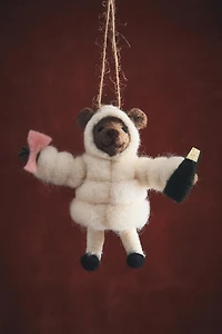 WOOL BEAR COAT CHRISTMAS TREE ORNAMENT