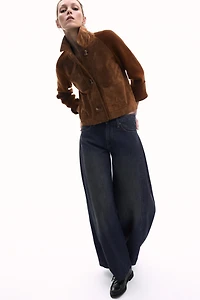 COMBINATION 100% LEATHER KNIT JACKET