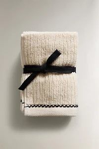 RIB-KNIT HAND TOWEL WITH TOPSTITCHING (PACK OF 3)