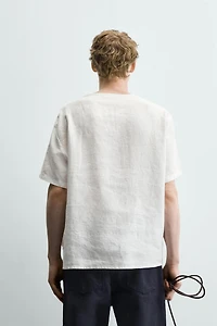 CHEMISE COL TUNISIEN MANCHES COURTES 100% CHANVRE