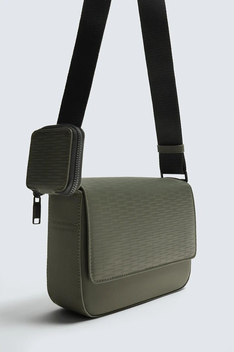 RUBBERIZED TEXTURED CROSSBODY BAG