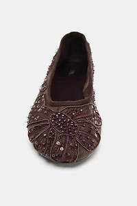 EMBROIDERED MESH BALLET FLATS