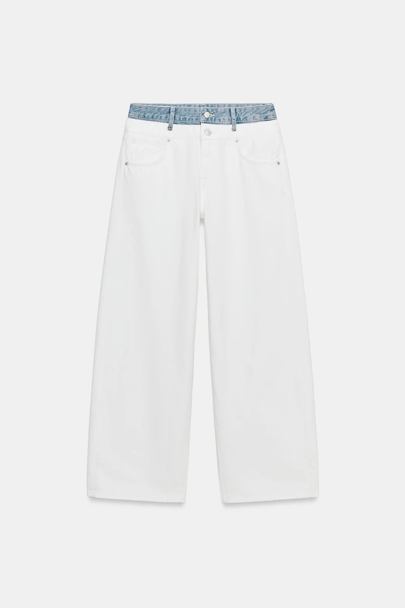 TRF STRAIGHT DOUBLE WAISTBAND MID-RISE JEANS