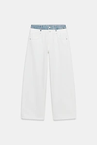 TRF STRAIGHT DOUBLE WAISTBAND MID-RISE JEANS