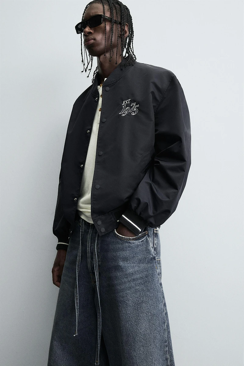 CONTRAST EMBROIDERED BOMBER JACKET