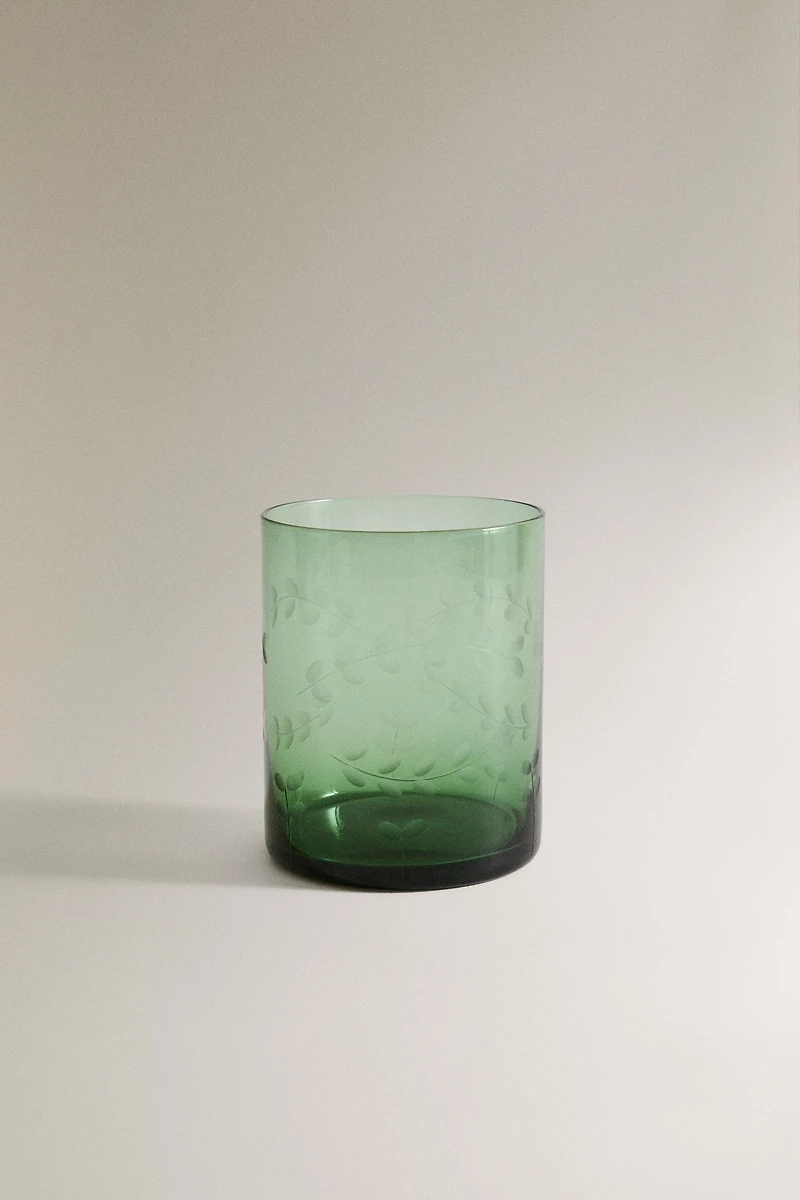 CHRISTMAS GLASS LEAF TUMBLER