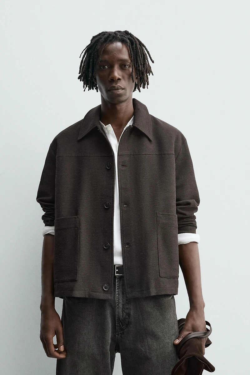 TEXTURED POCKET OVERSHIRT