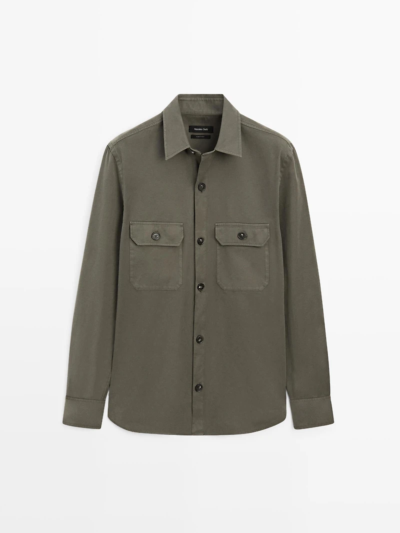 Cotton overshirt with pockets