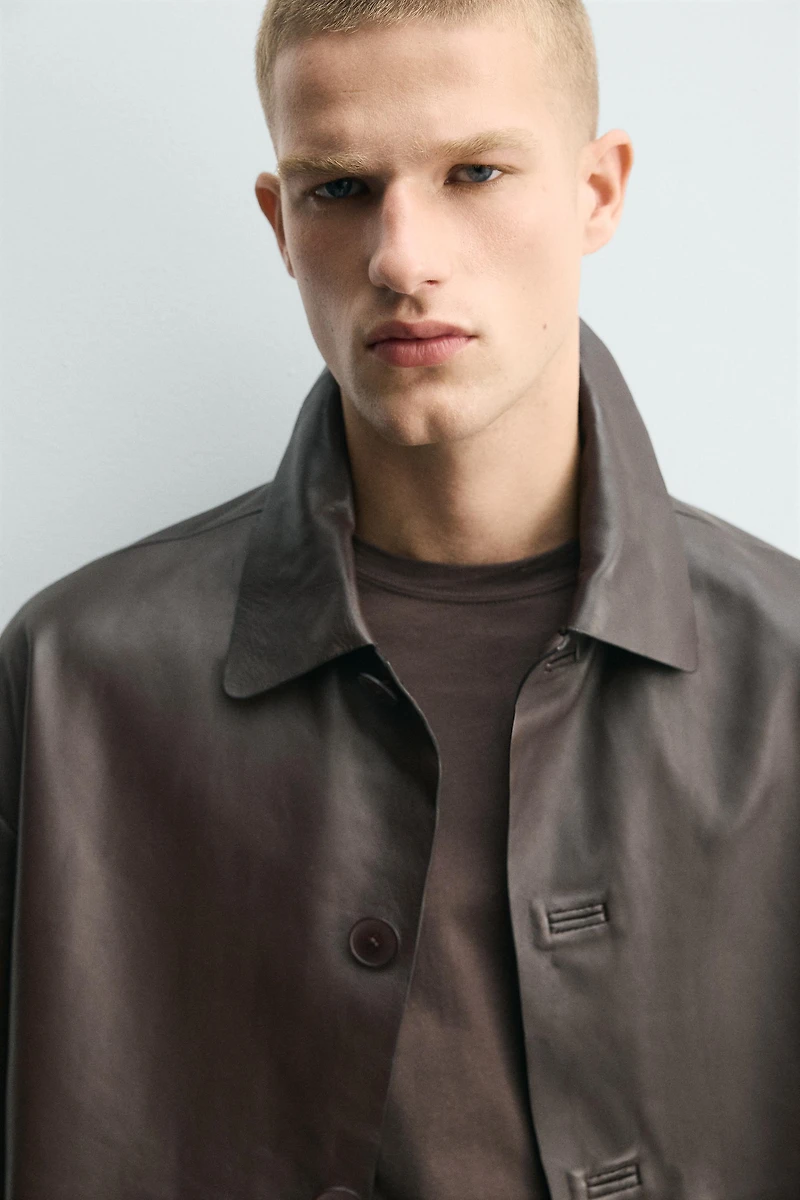 BLOUSON COUPE CARRÉE EN CUIR