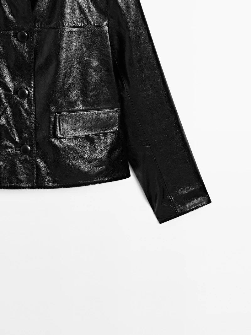 Cropped nappa leather jacket