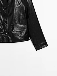 Cropped nappa leather jacket