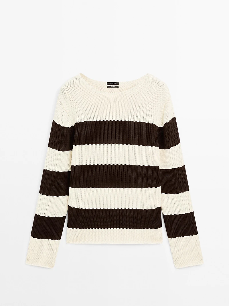 Pull à rayures en maille 100 % coton