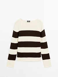 Pull à rayures en maille 100 % coton