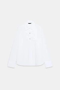 POPLIN SHIRT WITH TIES AND PEARLS