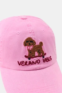 POODLE EMBROIDERED TWILL CAP