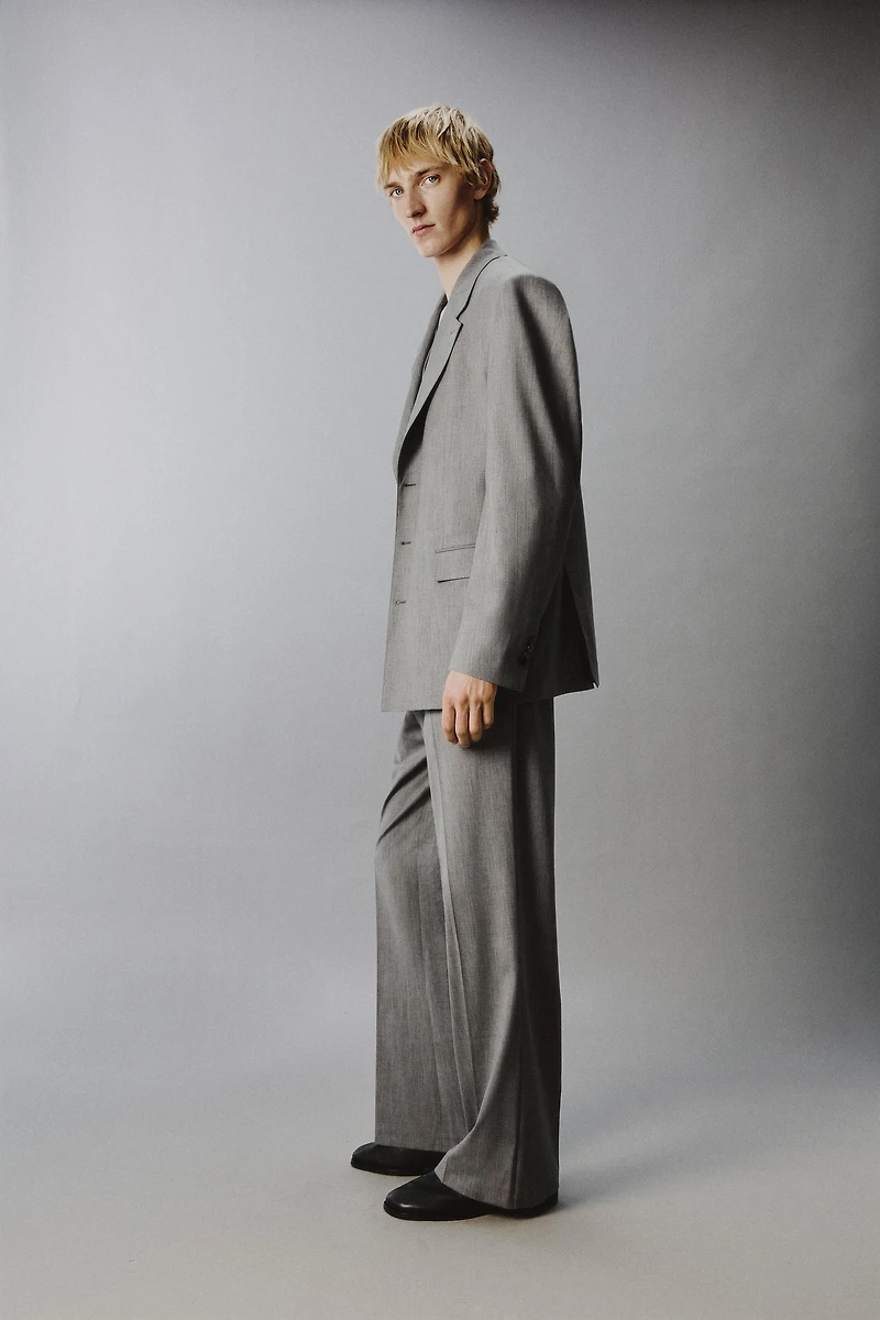STRIPED TEXTURED SUIT JACKET