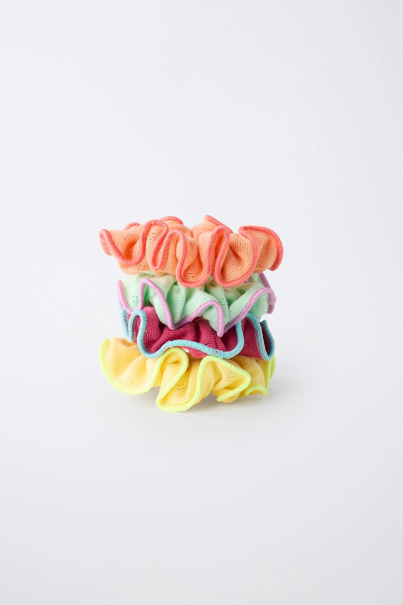 FOUR-PACK OF CONTRAST TRIM SCRUNCHIES