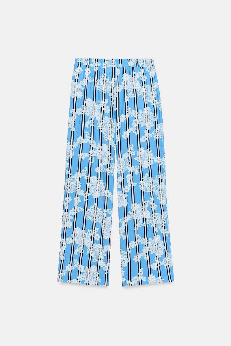 PANTALON LARGE À IMPRIMÉ RAYURES