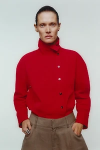 CHEMISE CACHE-CŒUR À COL MONTANT