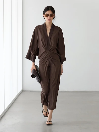 Long sleeve dress with gathered detail