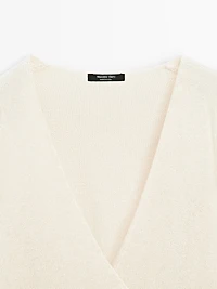 Knit crossover waistcoat with drawstring