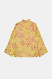 FLORAL PRINT FROG FASTENING SHIRT