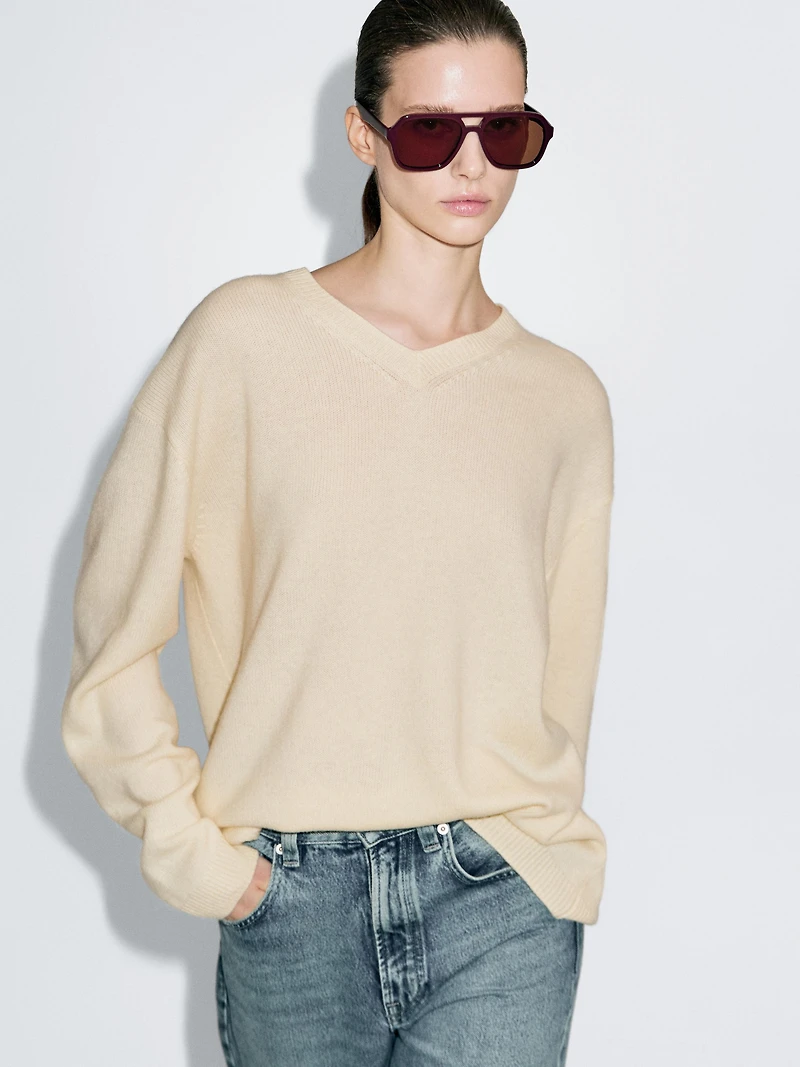 Pull en maille oversize à col V