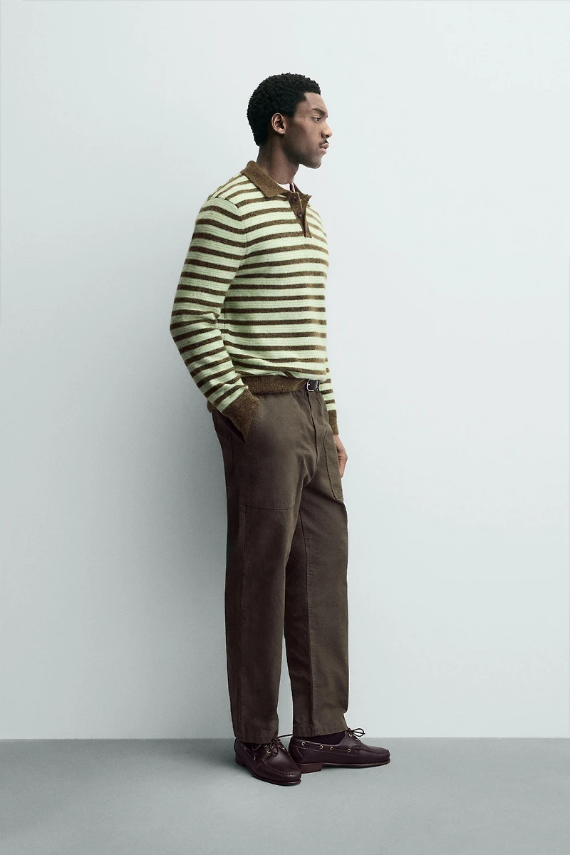 STRIPED KNIT POLO SHIRT