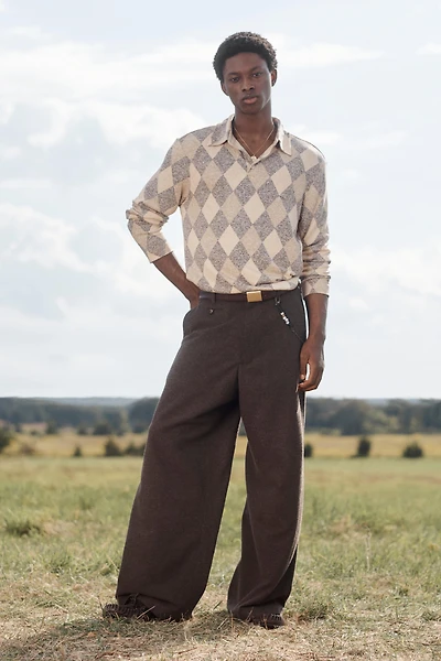 LIMITED EDITION CHAIN WOOL WIDE FIT PANTS