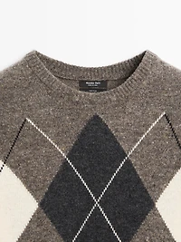 Pull à losanges en maille 100 % laine