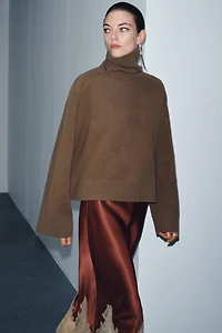 CONTRAST LACE SATIN SKIRT ZW COLLECTION