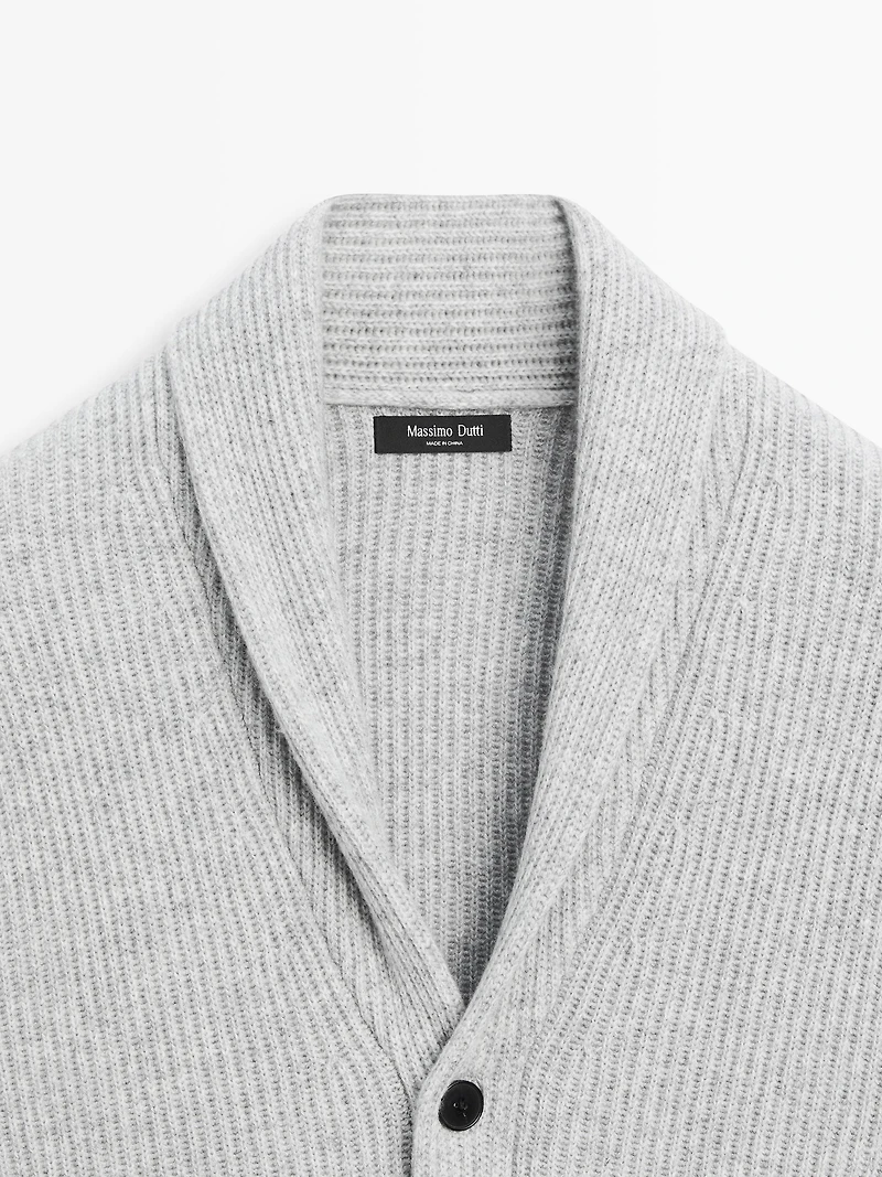 Knit wool blend cardigan with collar